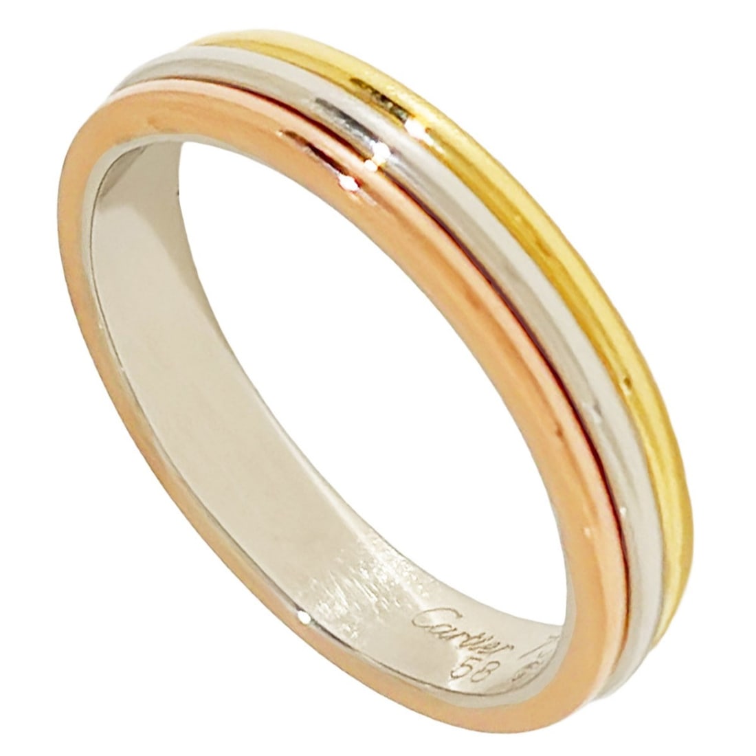 Cartier Vendôme Louis Ring, Size #58, 18K Yellow Gold (5.2g), White (18K Gold), Pink (3 colors:: --- Catalog ---Category: SizeWidth: 3.9mm / 0.15''Weight: 5.2g / 0.18oz.US Size: 9Brand Size: 58Category: DesignType: Band ringGender: MenMaterial: Pink gold (18K), White gold (18K), Yellow gold (18K)