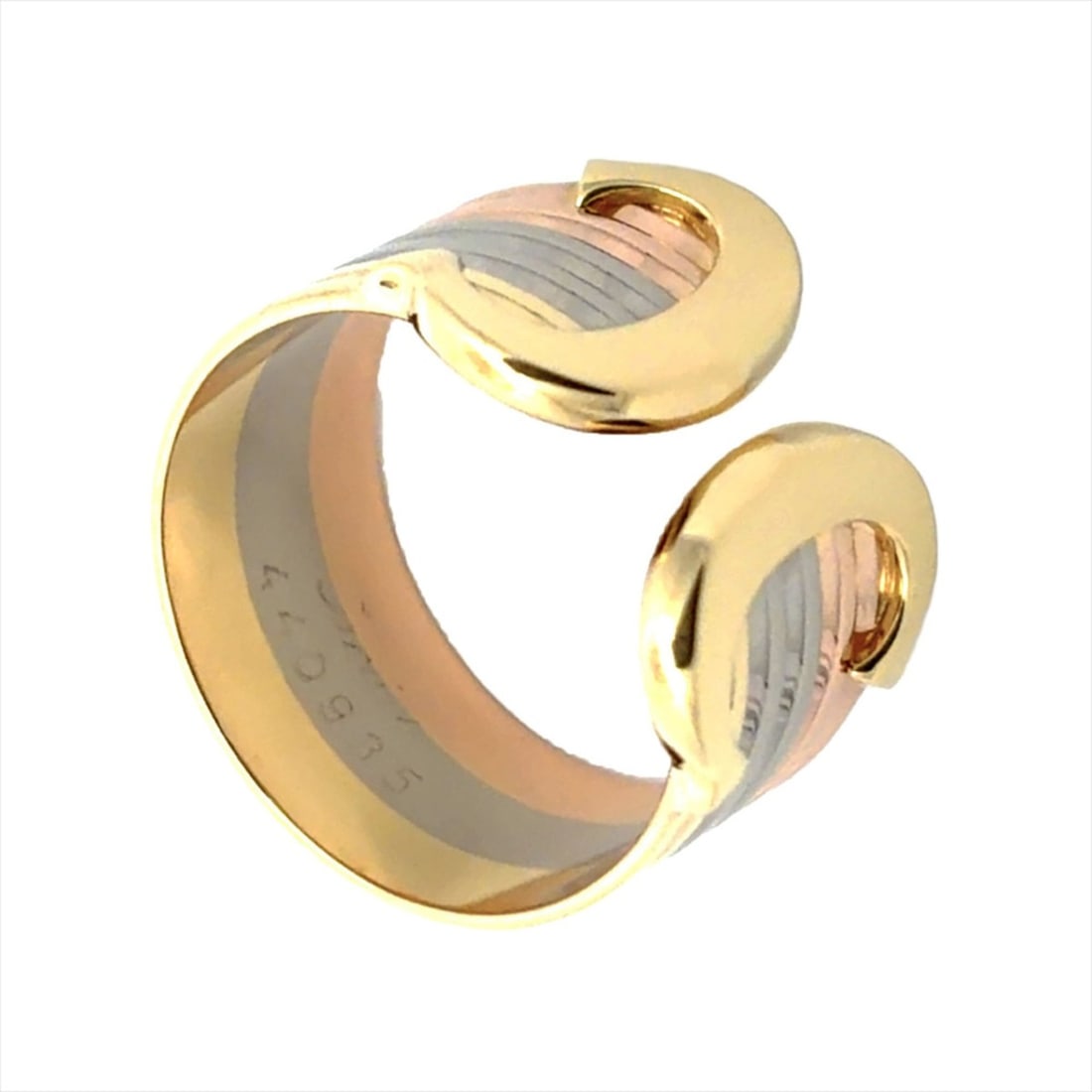 Cartier 2C LM Ring, Size #52, 18K Yellow Gold, 6.1g, Three-Color White, Pink, Women's. (1 of 10)