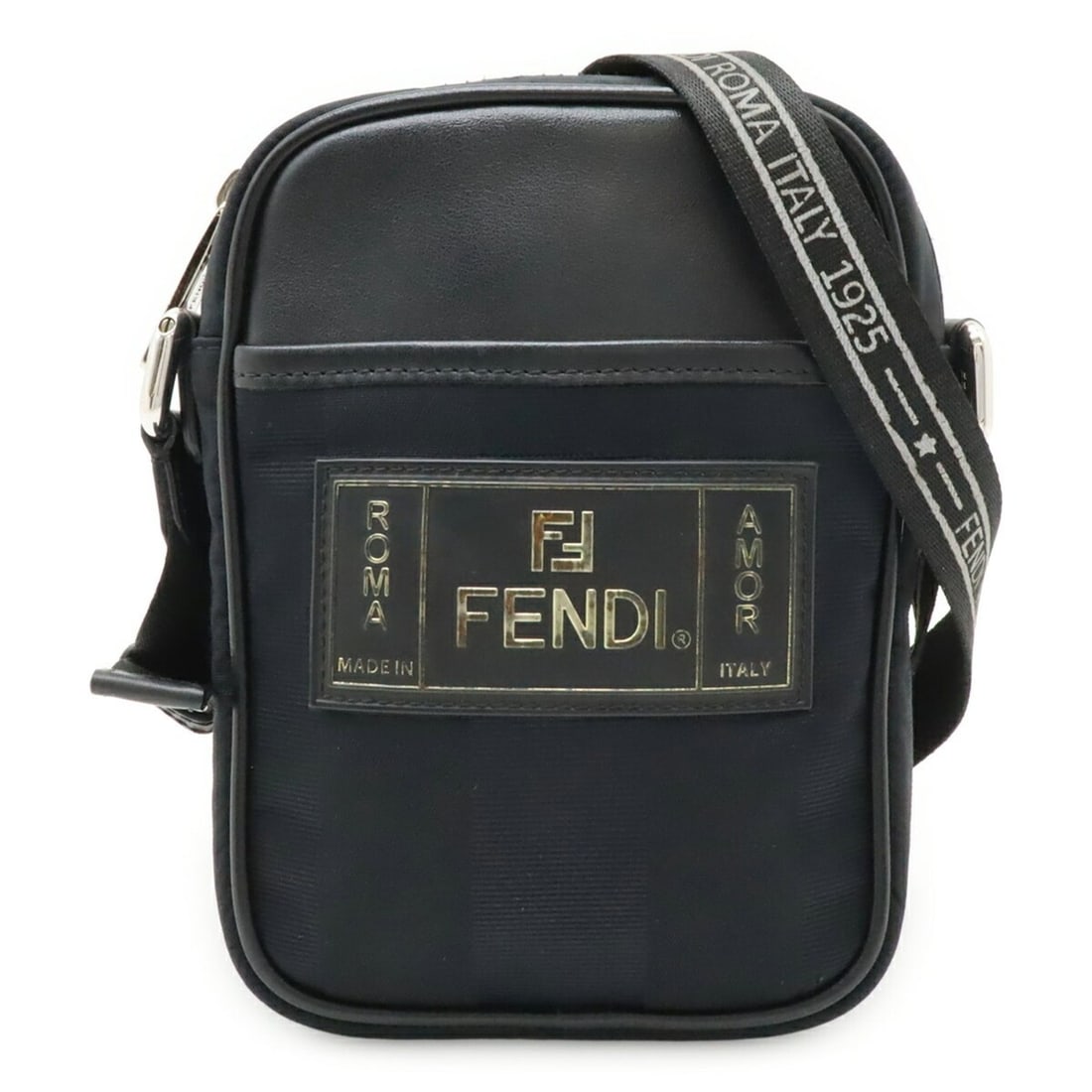 FENDI Pequin Shoulder Bag/Pochette, Nylon and Leather, Black, 7VA456 (1 of 10)