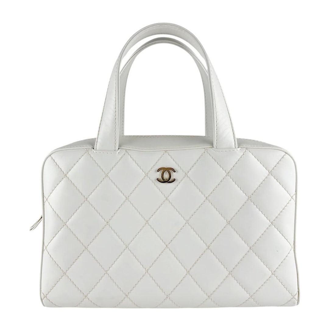 Chanel CHANEL Handbag Wild Stitch Leather White Gold Women's z9962: --- Catalog ---Category: SizeSize (HxWxD): 21cm x 33cm x 12cm / 8.26'' x 12.99'' x 4.72''Category: DesignType: HandbagColor: WhiteGender: WomenMaterial: Leather Category: GeneralBrand: ChanelCountry o