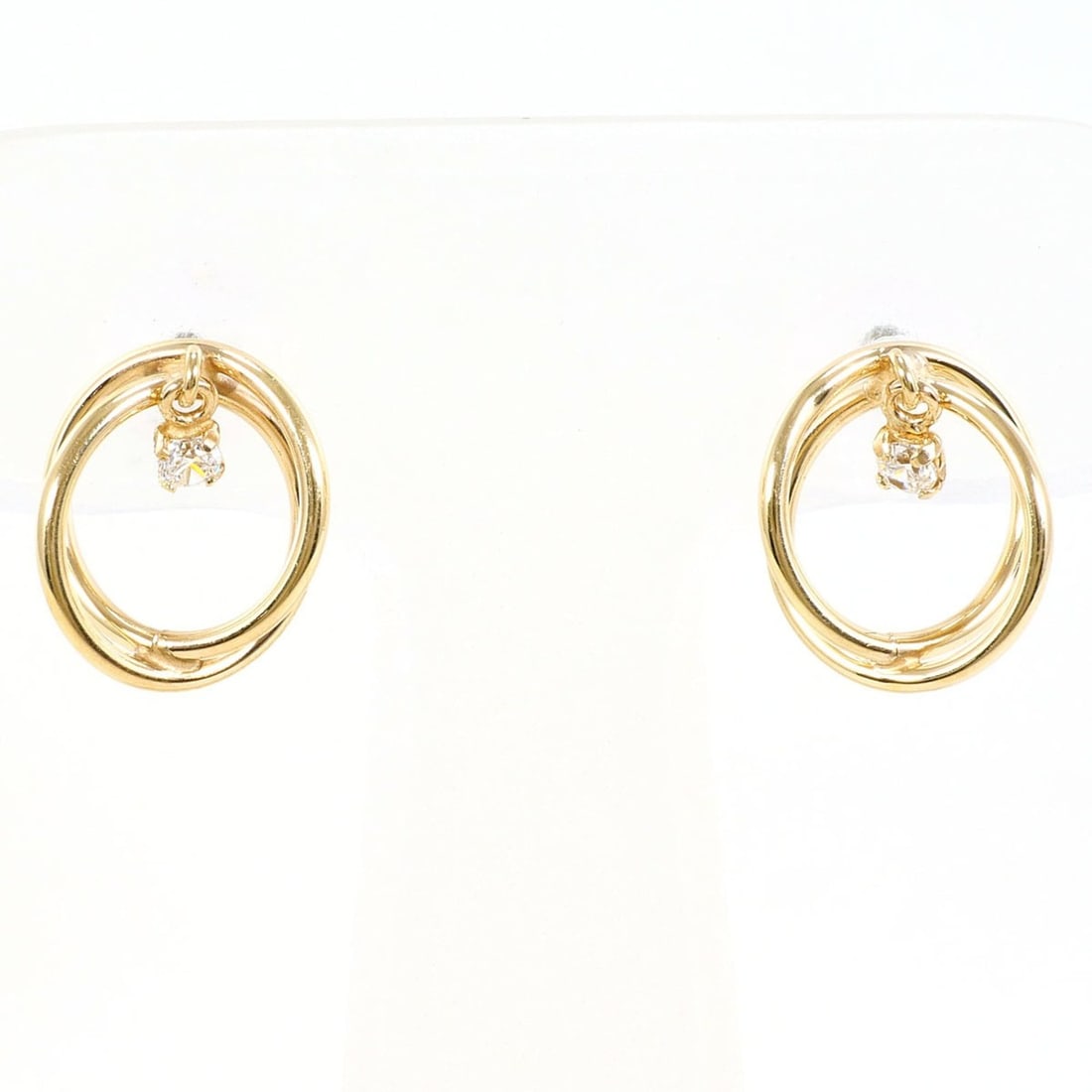 K10 10K YG Yellow Gold Earrings with Zirconia, Total Weight 0.6g, Like New Condition (1 of 8)