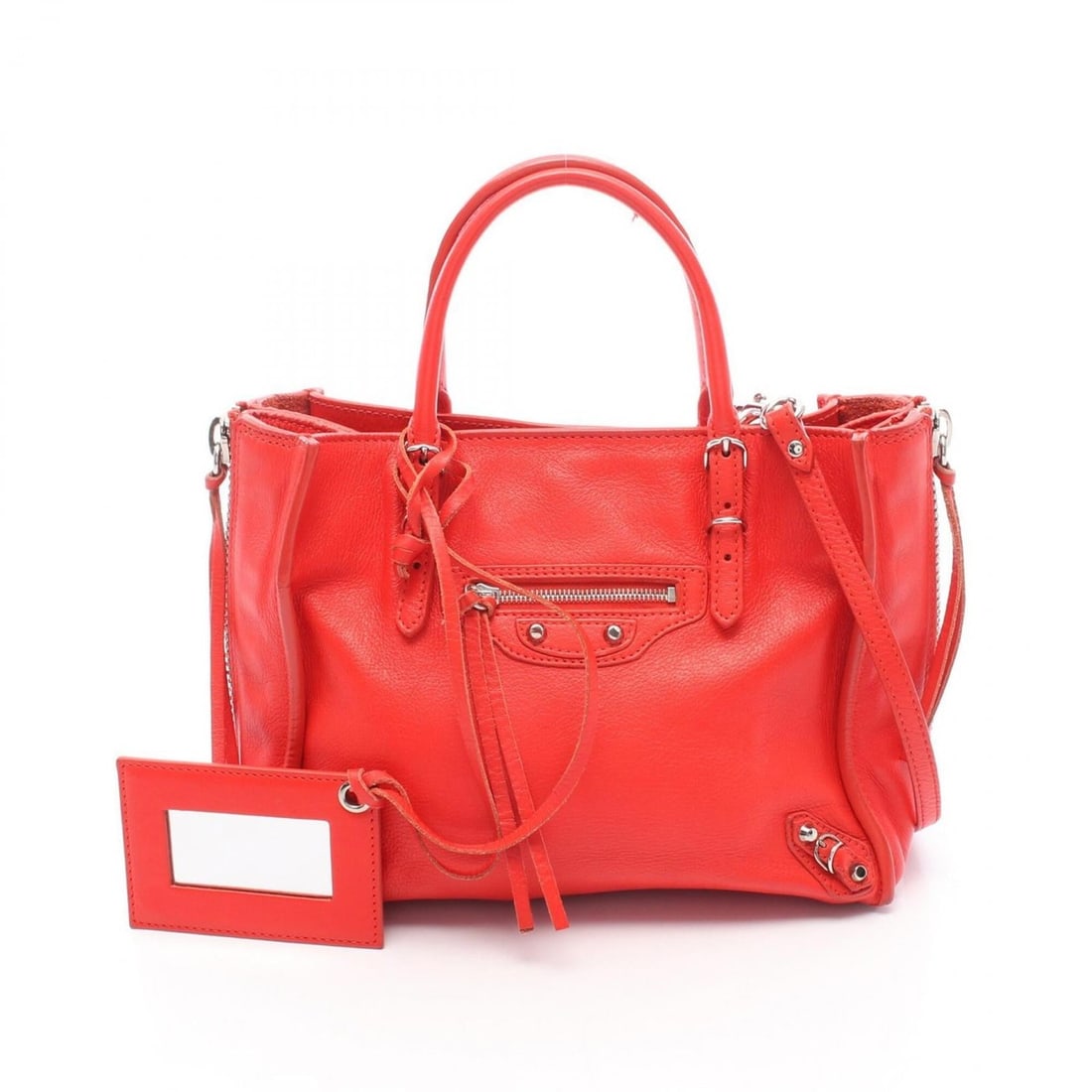 Balenciaga Mini Paper 2-Way Handbag, Leather, Women's, Red, 357333: --- Catalog ---Category: SizeSize (HxWxD): 17cm x 22cm x 9cm / 6.69'' x 8.66'' x 3.54''Category: DesignType: HandbagColor: Red colorGender: WomenMaterial: Leather Category: GeneralMPN: 357333Brand: Ba