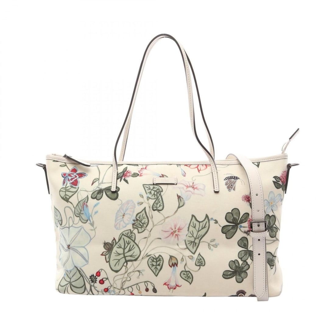 Gucci Chris Knight Flora Tote Bag Handbag Leather Nylon Canvas Women's Ivory Multicolor 353437 (1 of 10)
