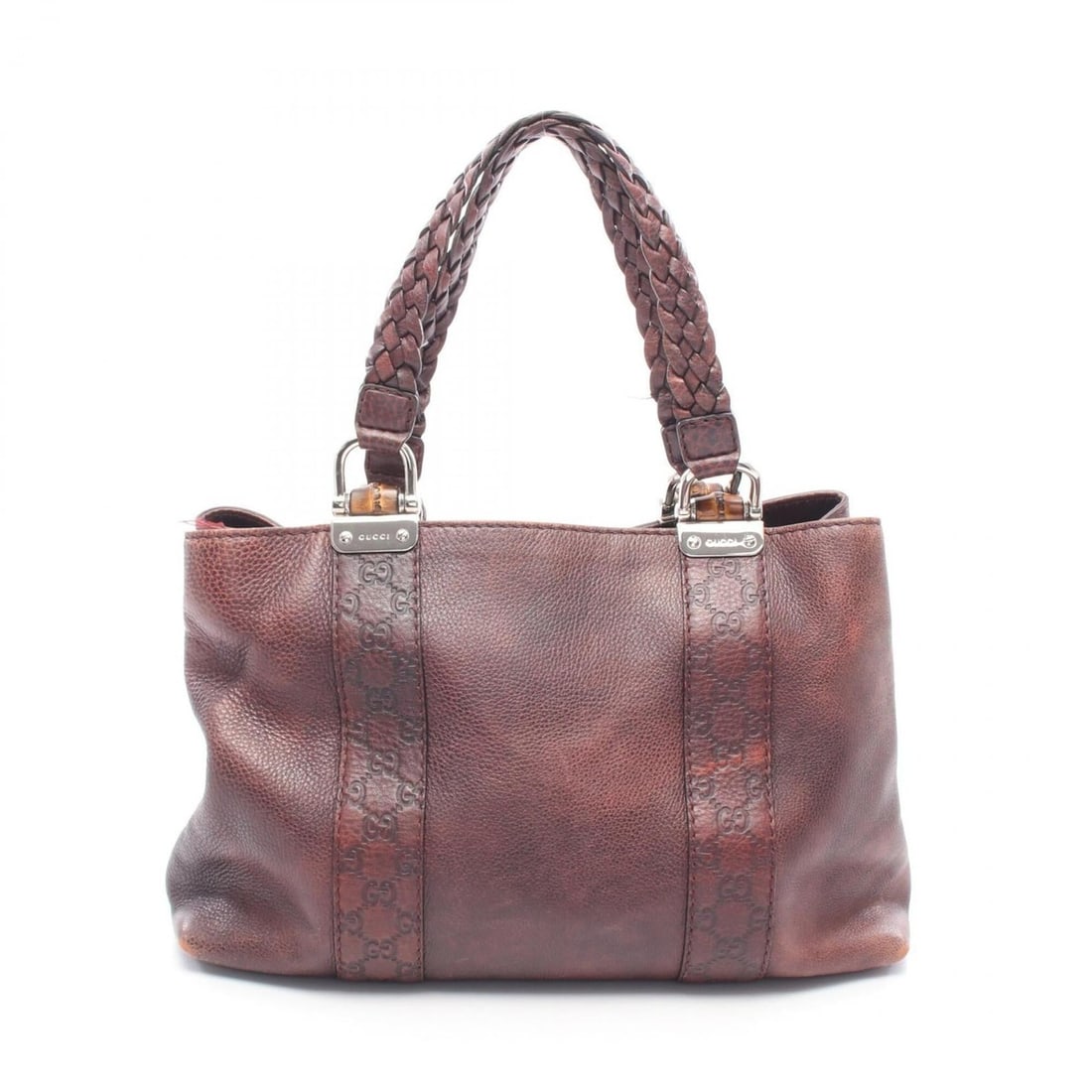 Gucci Bamboo Tote Bag Handbag Leather Women's Bordeaux 232947 (1 of 11)