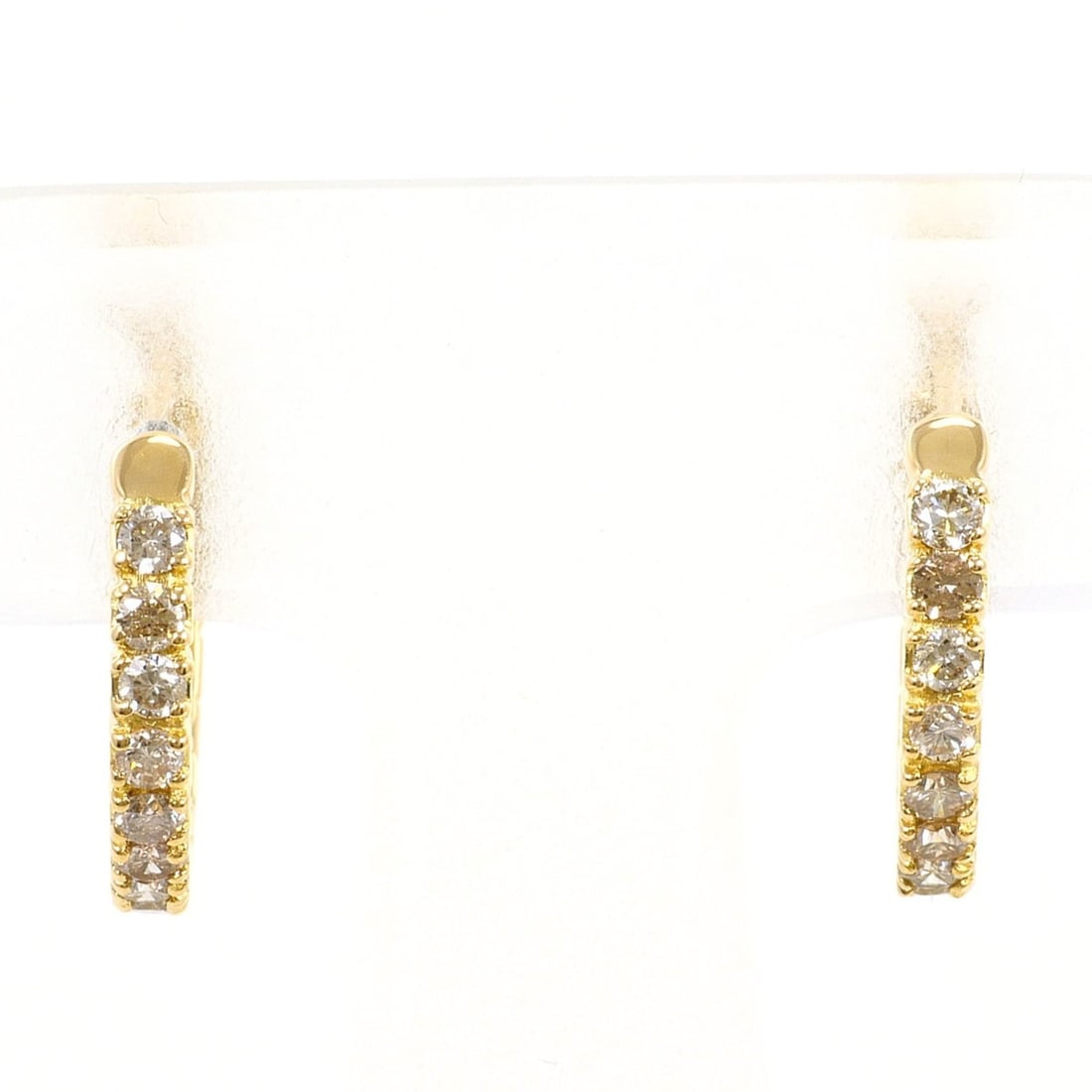 18K (18-karat) yellow gold earrings with 0.50 ct diamonds, includes a certificate of authenticity, (1 of 7)