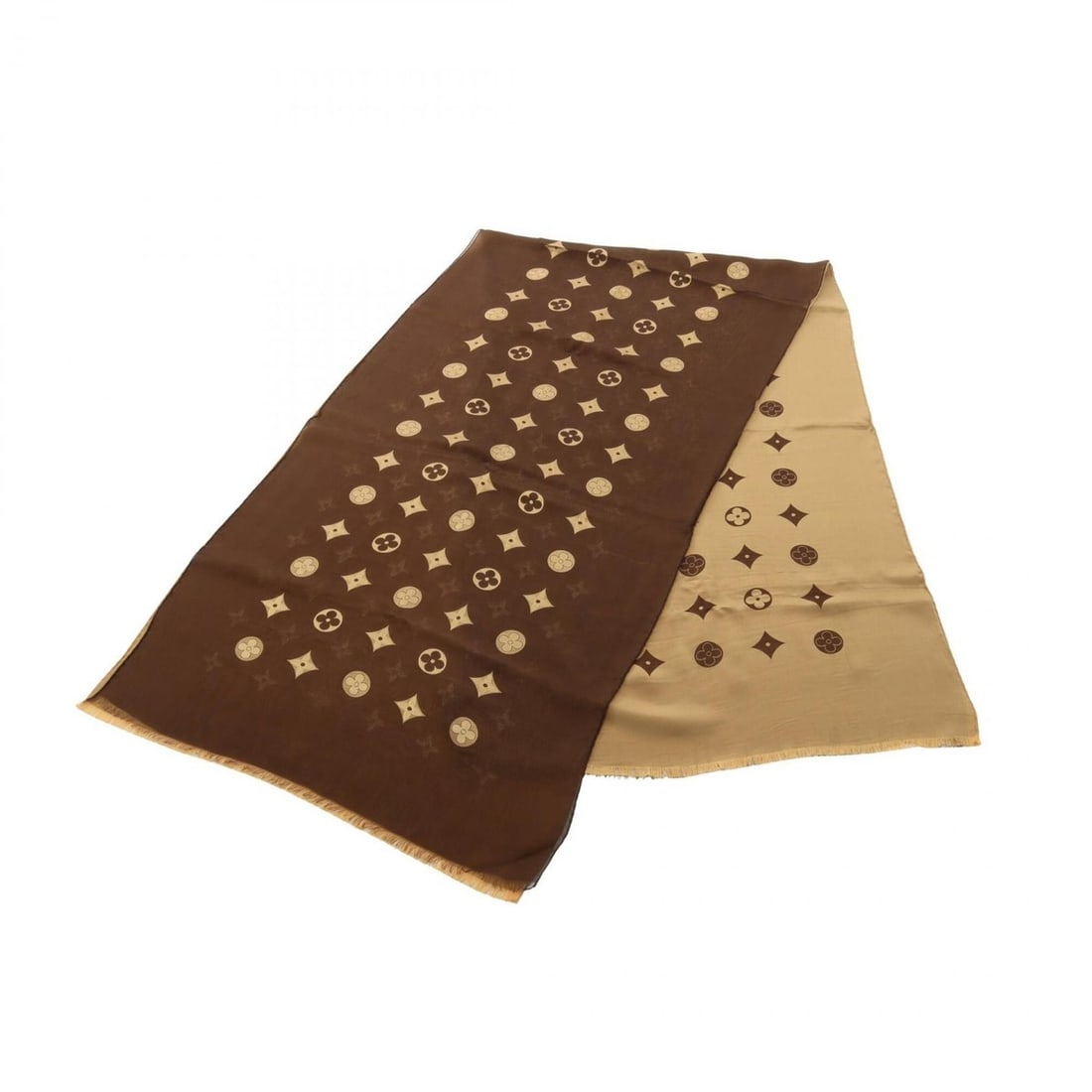 Louis Vuitton Monogram Stole, Silk Acetate, Women's, Brown/Beige (1 of 9)