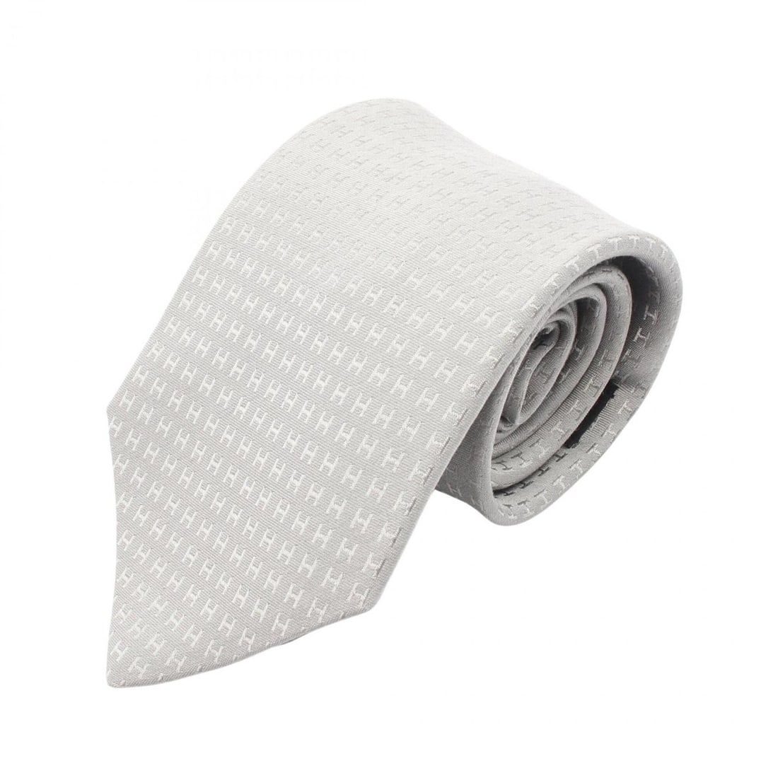 Hermes HERMES H-pattern tie, silk, men's, gray (1 of 8)