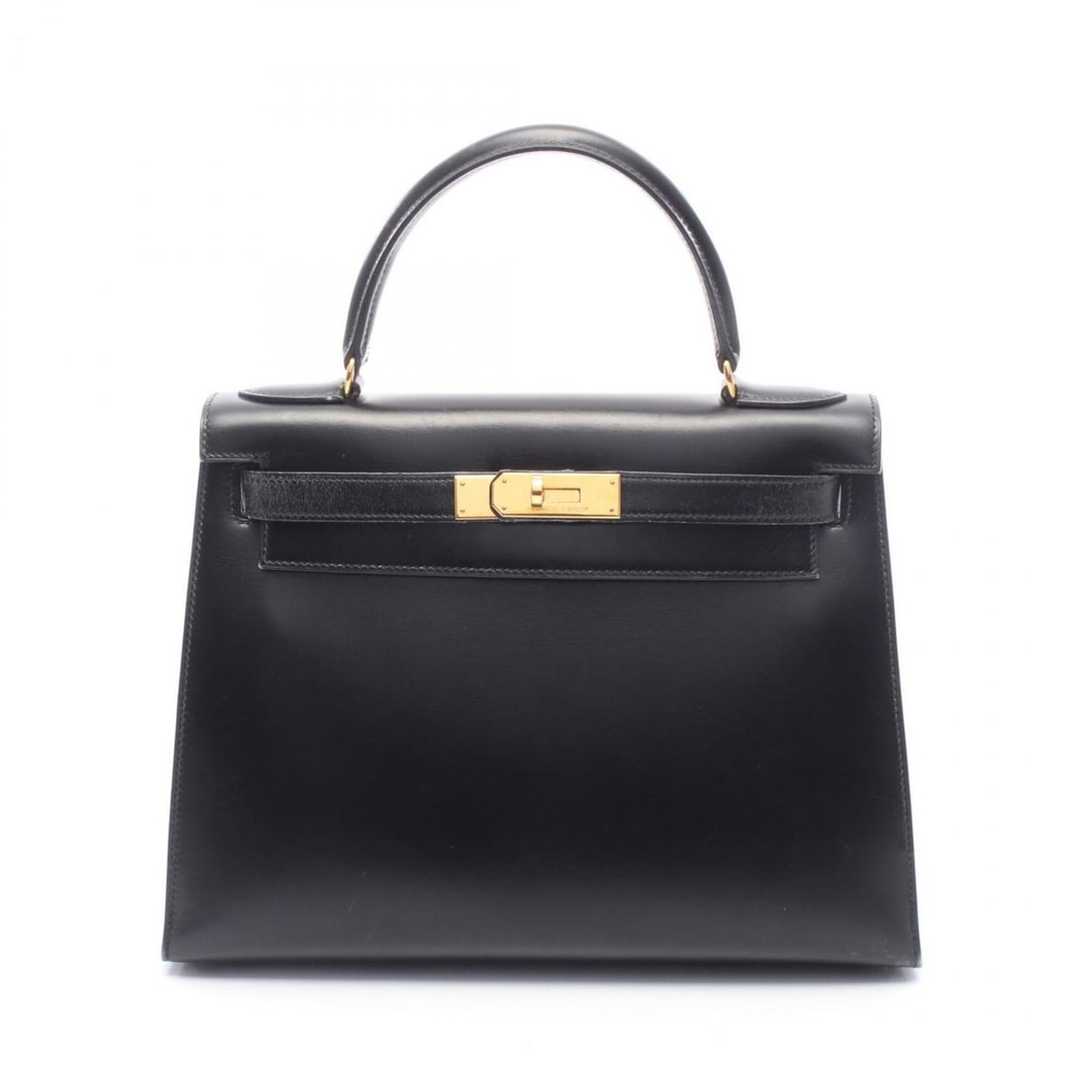 Hermes Kelly 28, 2-way handbag, calfskin (box calf leather), black. (1 of 13)