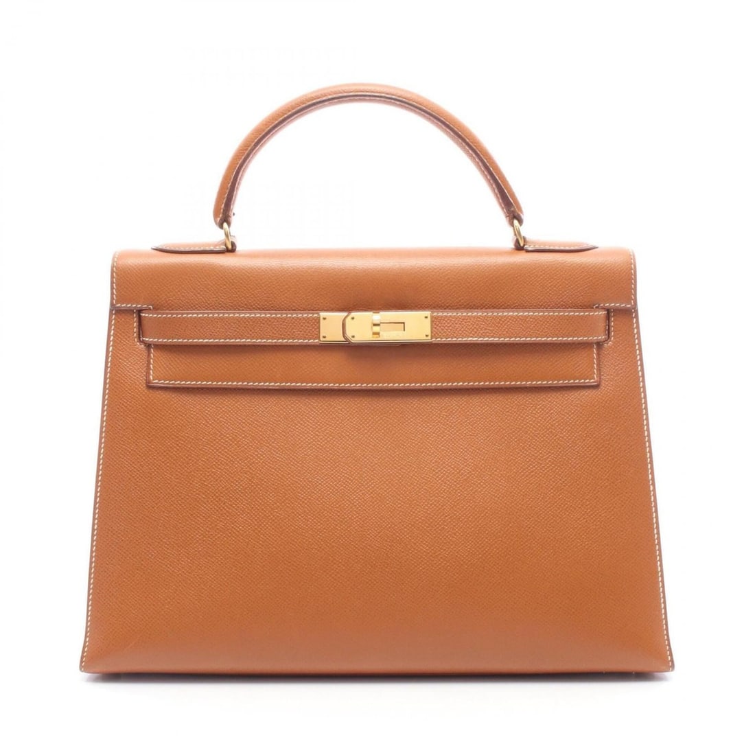 Hermes Kelly 32 Gold, Sellier Stitching, 2-Way Handbag, Courchevel Leather, Women's, Brown Tones (1 of 15)