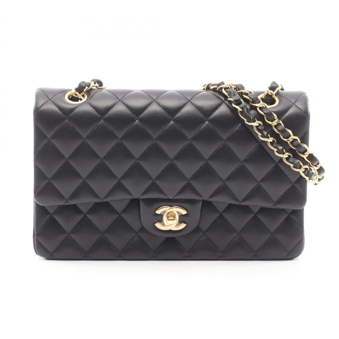 Chanel Matelassé Double Flap Shoulder Bag/Handbag, Lambskin Leather, Women's, Black (1 of 11)