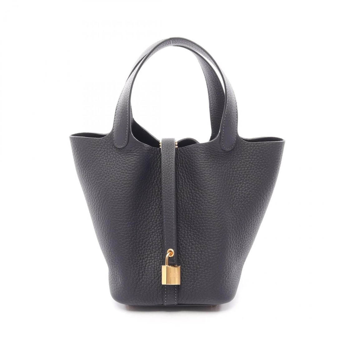 Hermes Picotin Lock PM Caban Handbag, made of Taurillon Clemence leather, women's, navy blue. (1 of 9)