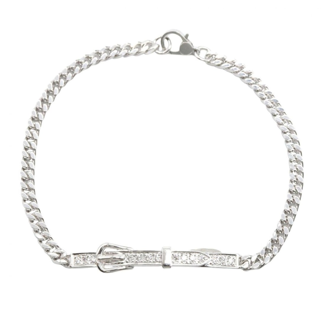 Hermes Etrivière Gourmet Bracelet, 18K White Gold (18KWG), Diamond, Women's, Silver/Clear Tone, (1 of 7)
