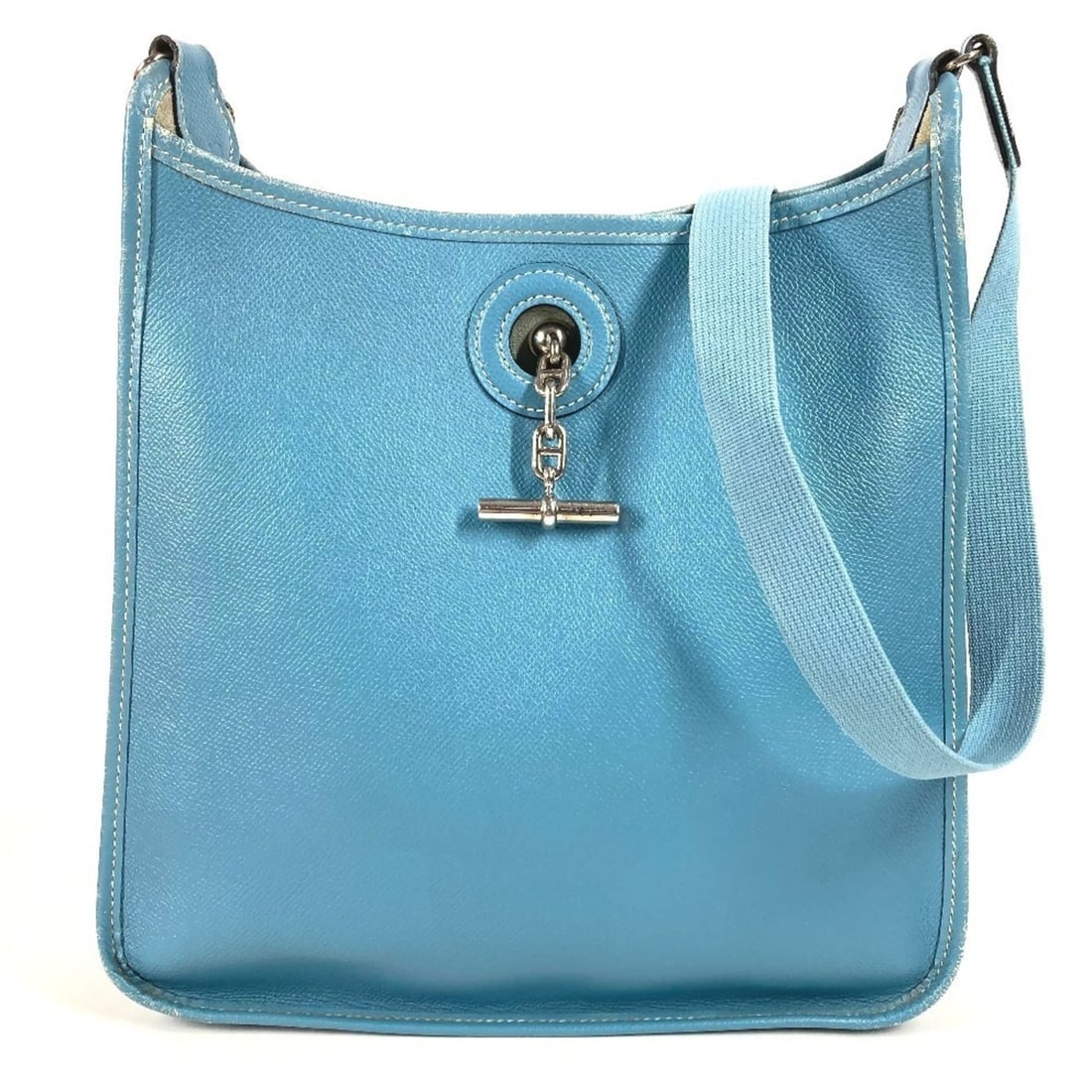 HERMES Vespa PM bag, crossbody shoulder leather, men's and women's, blue jean blue. (1 of 17)