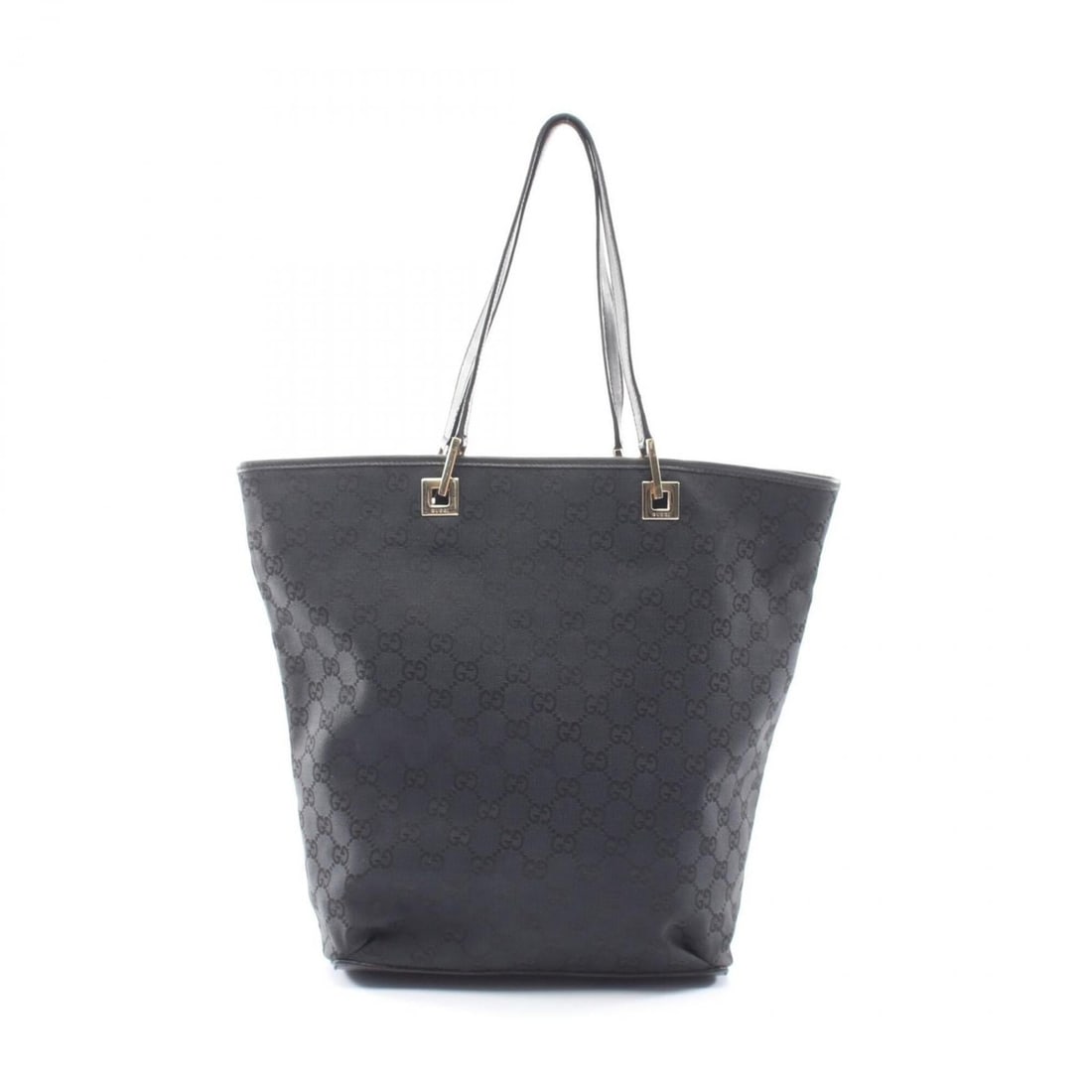 Gucci GG Canvas Tote Bag Handbag Leather Women's Black 0021098 (1 of 9)