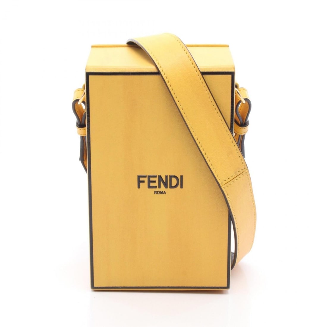 Fendi Box Shoulder Bag Handbag Leather Men's Women's Yellow/Black VA519 (1 of 11)