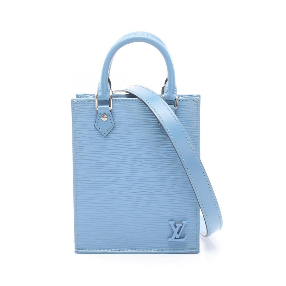 Louis Vuitton Petite Sac Plat 2-Way Handbag, Leather, Epi Women's, Blue, M80167 (1 of 9)