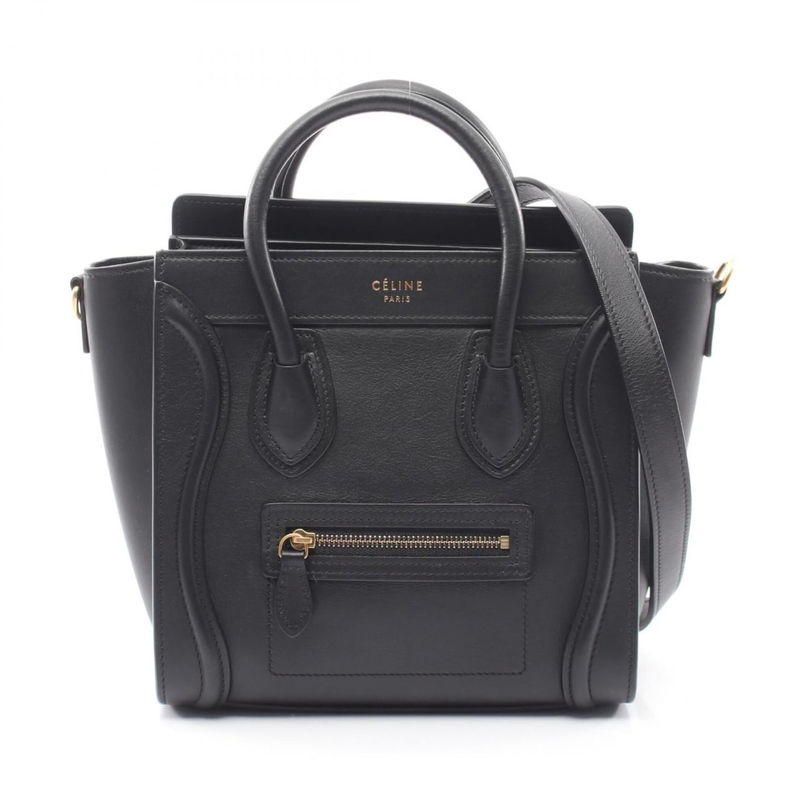 Celine Luggage Nano Shopper 2-Way Handbag, Leather, Women's, Black (1 of 10)