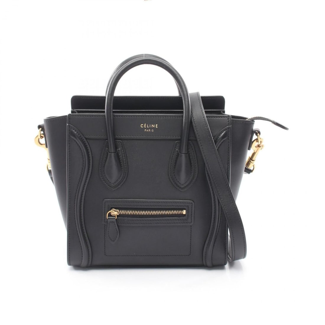 Celine Luggage Nano Shopper 2-Way Handbag, Leather, Women's, Black (1 of 9)