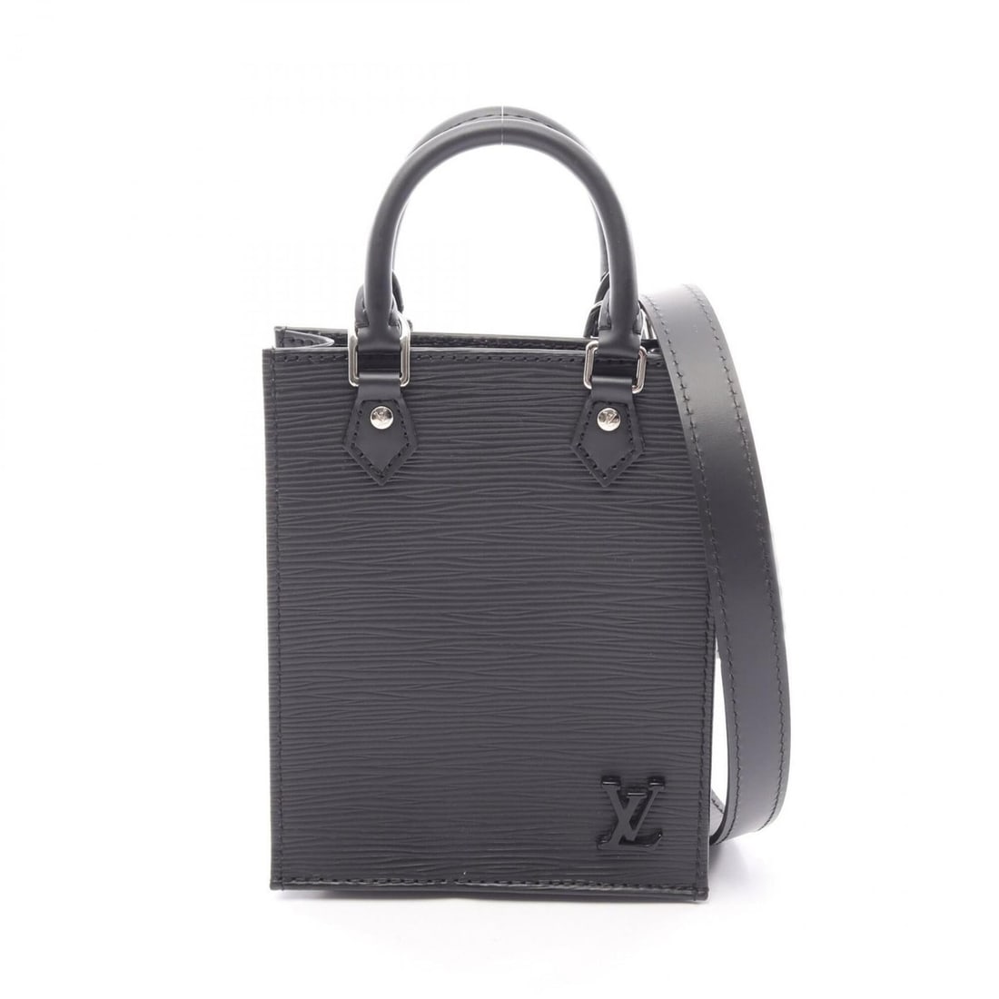 Louis Vuitton Petite Sac Plat 2-Way Handbag, Leather, Epi Women's, Black, M69441 (1 of 7)