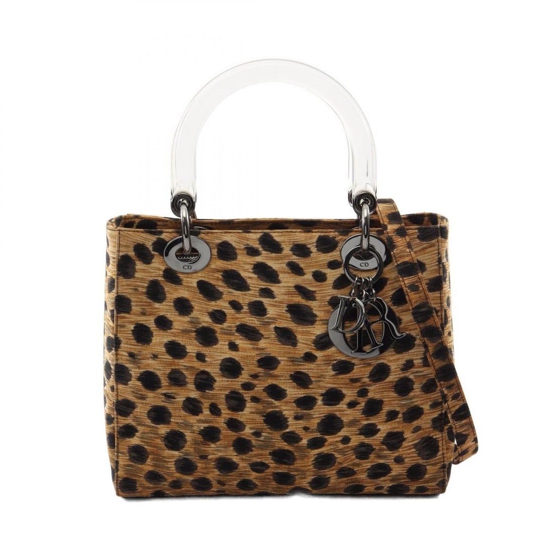 Christian Dior Dior LADY DIOR Leopard 2-Way Handbag, Canvas, Women's, Beige/Black: --- Catalog ---Category: SizeSize (HxWxD): 20cm x 24cm x 11cm / 7.87'' x 9.44'' x 4.33''Category: DesignType: HandbagColor: Beige, BlackGender: WomenMaterial: Canvas Category: GeneralBrand: Christian 