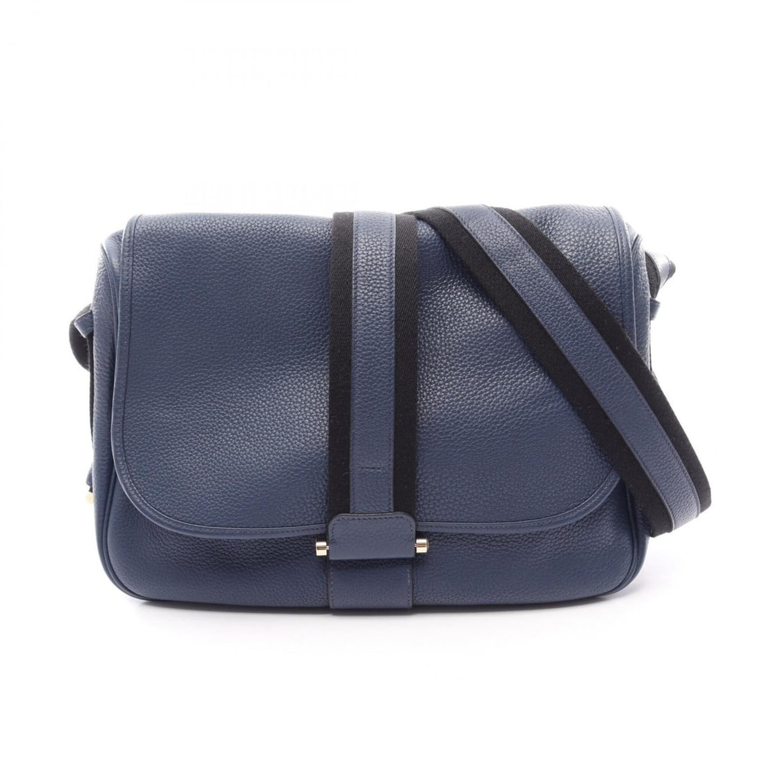 Hermes HERMES Bour Lang Shoulder Bag Handbag Taurillon Clemence Leather Women's Blue/Black (1 of 10)