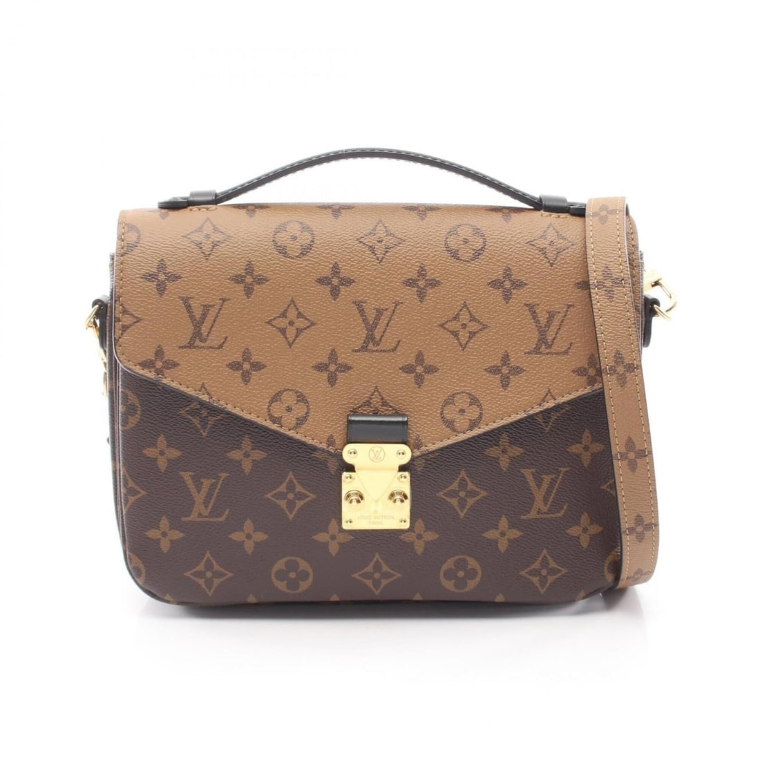 Louis Vuitton Pochette Metis MM Monogram Reverse 2-Way Handbag, Coated Canvas Leather, Women's,: --- Catalog ---Category: SizeSize (HxWxD): 18cm x 25cm x 7.5cm / 7.08'' x 9.84'' x 2.95''Category: DesignType: Handbag, PochetteColor: Black, BrownGender: WomenMaterial: Coated canvas , Leather Catego