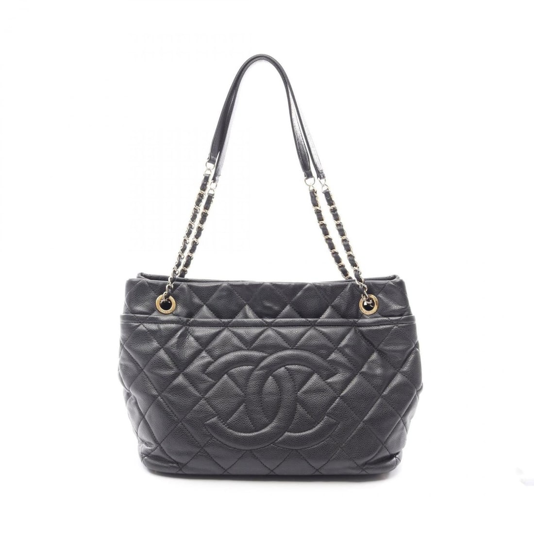 Chanel Matelassé Tote Bag/Handbag, Caviar Leather (Grained Calfskin), Women's, Black: --- Catalog ---Category: SizeSize (HxWxD): 24.5cm x 32cm x 16cm / 9.64'' x 12.59'' x 6.29''Category: DesignType: Handbag, Tote bagColor: BlackGender: WomenMaterial: Grained Calfskin Hardware Color: Go