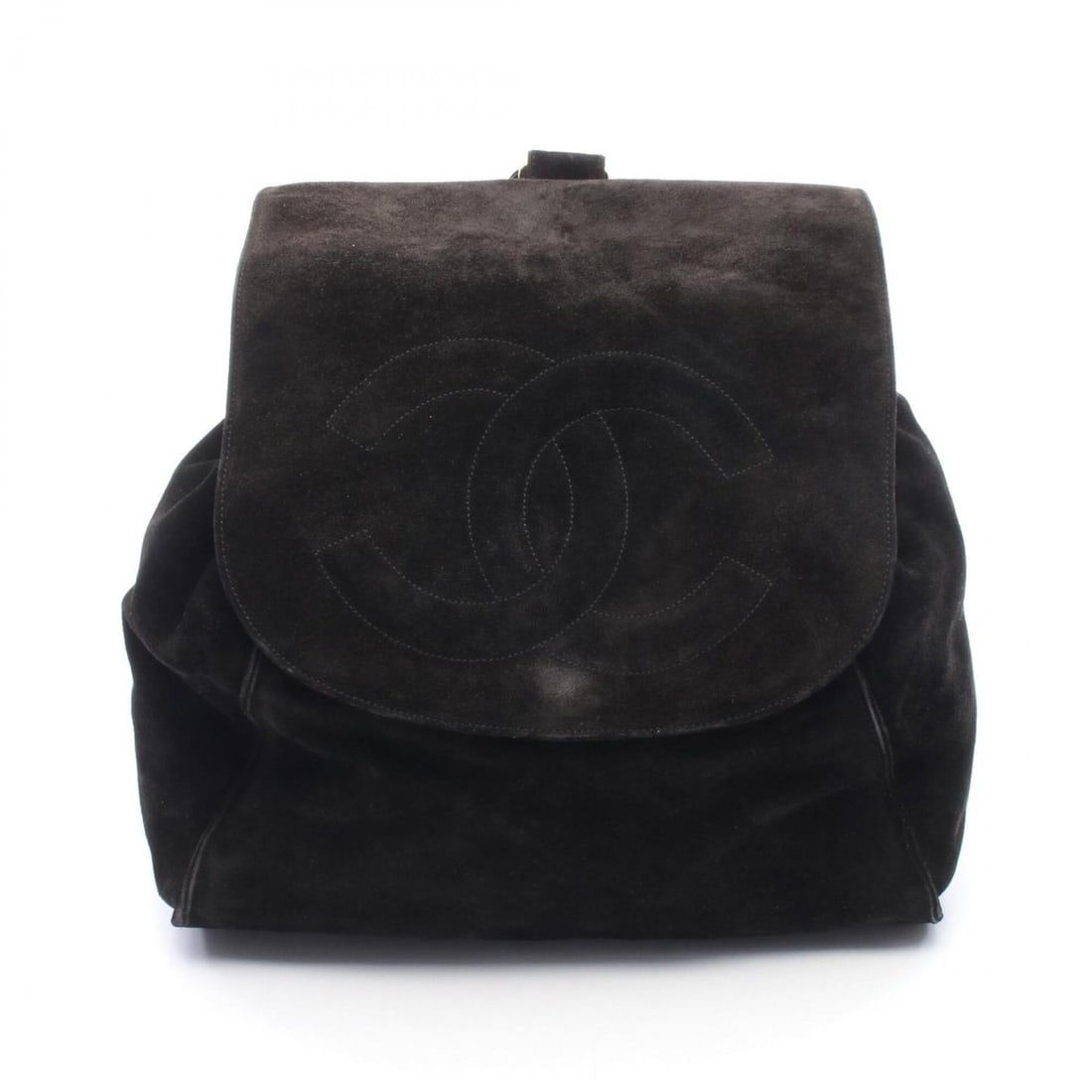 Chanel Coco Mark Backpack/Handbag, Suede Leather, Women's, Black: --- Catalog ---Category: SizeSize (HxWxD): 28cm x 31cm x 13cm / 11.02'' x 12.2'' x 5.11''Category: DesignType: Backpack, HandbagColor: BlackGender: WomenMaterial: Suede , Leather Hardware Color: GoldC