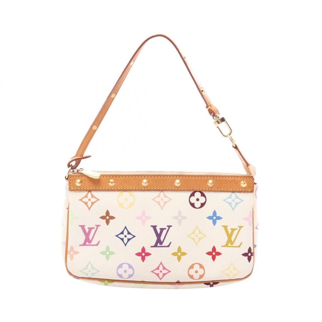 Louis Vuitton Pochette Accessoires Handbag, Coated Canvas and Leather, Monogram Multicolor, Women's,: --- Catalog ---Category: SizeSize (HxWxD): 13cm x 21cm x 4cm / 5.11'' x 8.26'' x 1.57''Category: DesignType: HandbagColor: Blanc, WhiteGender: WomenMaterial: Coated canvas , Monogram Multicolore , Lea
