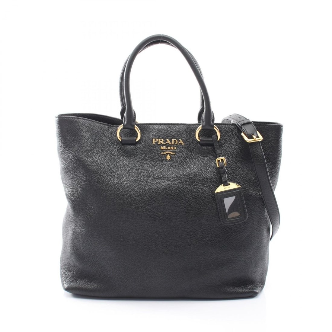 Prada PRADA 2-way tote bag/handbag, leather, women's, black (1 of 8)