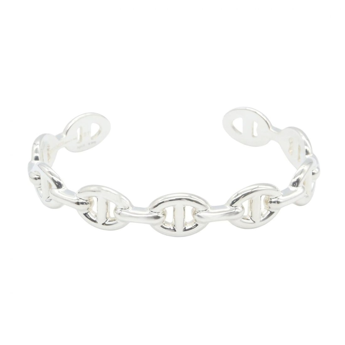 Hermes Chaine d'Ancre Enchainée Bangle Bracelet, Sterling Silver 925, Women's, Tone (1 of 7)