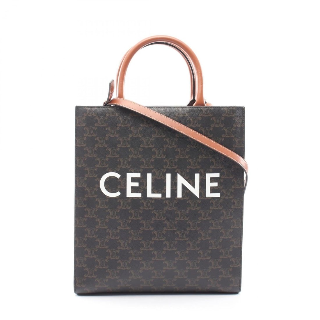 Celine Small Vertical Cabas Triomphe 2-Way Tote Bag/Handbag, Coated Canvas and Leather, Women's, (1 of 10)