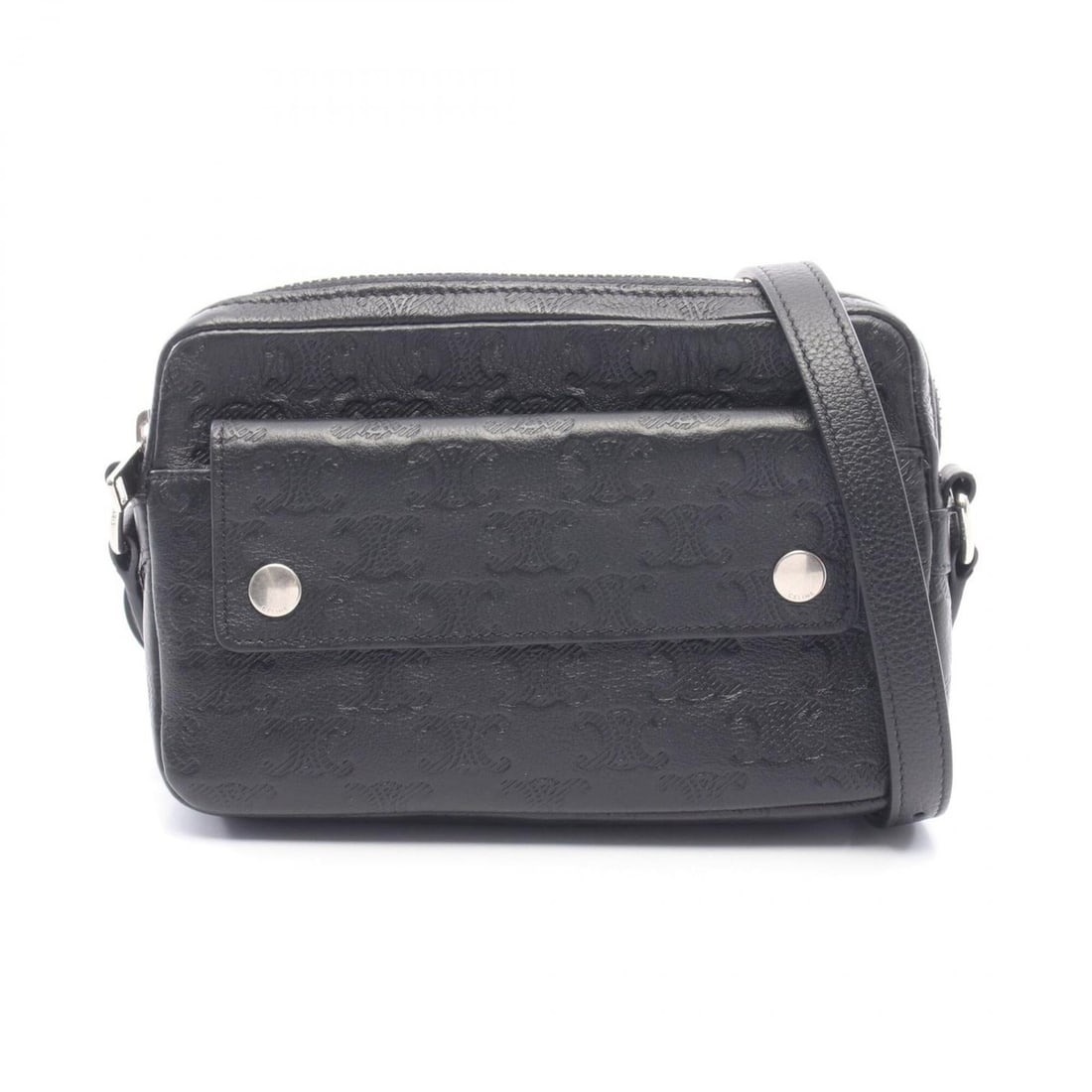 Celine CELINE Mini Camera Bag Triomphe Shoulder Handbag Leather Women's Black 119243GDW.38SI (1 of 11)