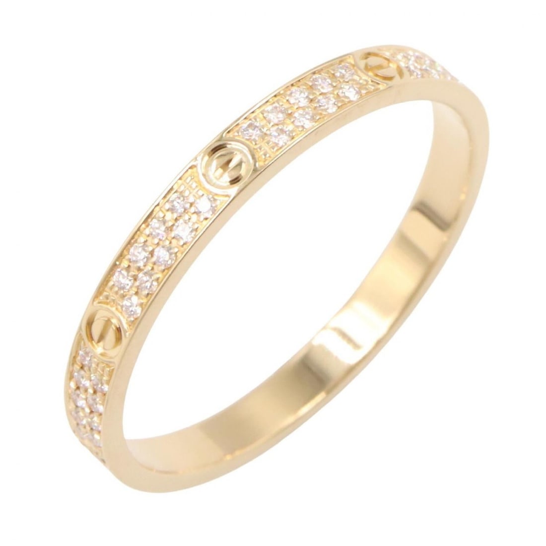 Cartier Mini Love Ring, Pave Diamond 18K (Yellow Gold), Diamond, Women's, Gold Tone, Clear Tone: --- Catalog ---Category: SizeJP Size: 19US Size: 9.5Category: DesignType: Band ringColor: Clear, GoldGender: WomenMaterial: Yellow gold (18K)Category: GeneralBrand: Cartier--- Item List ---Section: Co