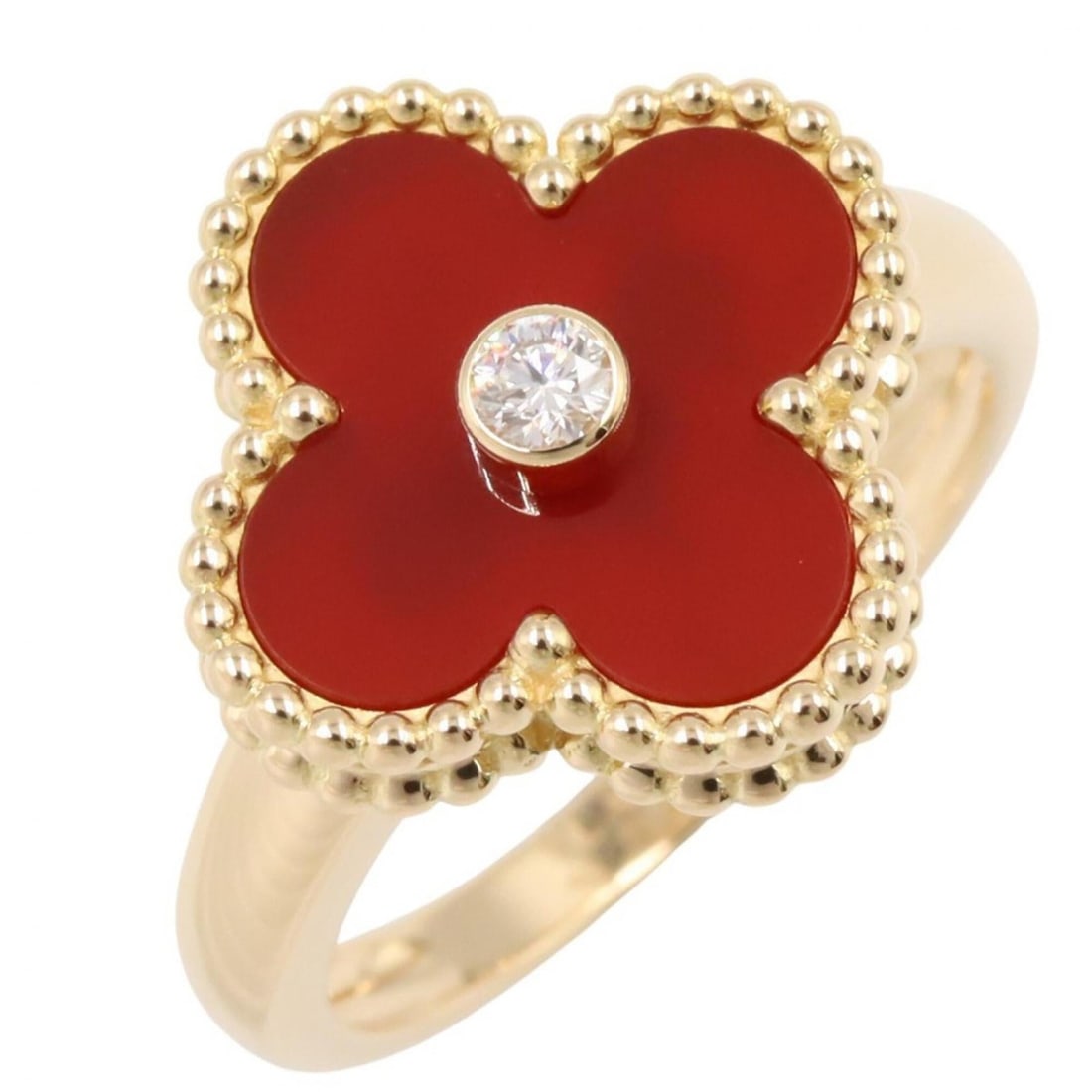 Van Cleef & Arpels Vintage Alhambra 1PD Ring - 18K (Yellow Gold) Diamond Carnelian Women's Gold (1 of 8)