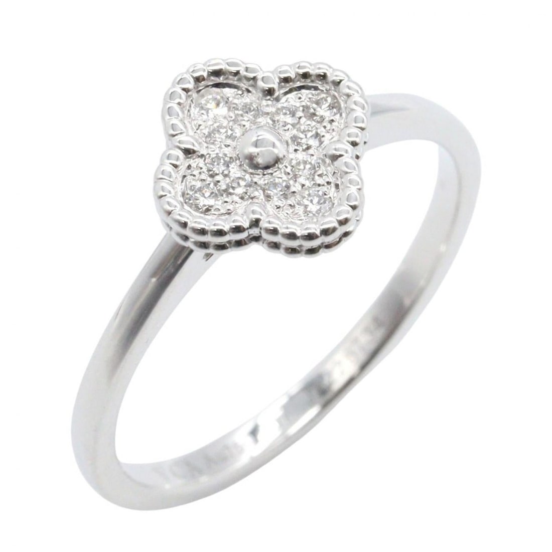 Van Cleef & Arpels Sweet Alhambra Diamond Ring, 18K White Gold (18KWG), Silver/Clear Tone, Women's (1 of 11)