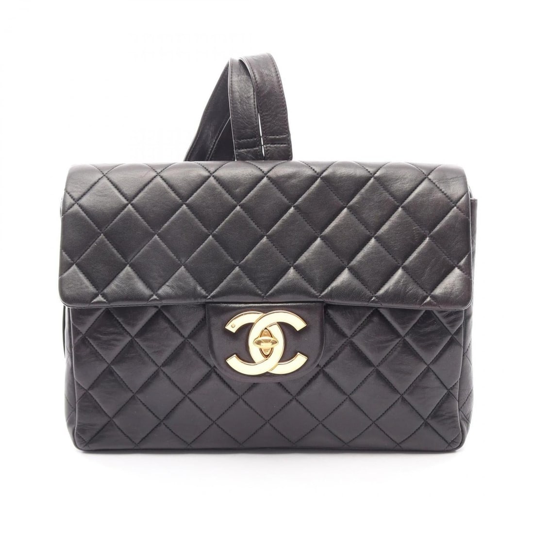 Chanel Matelassé Backpack/Handbag, Lambskin Leather, Women's, Black: --- Catalog ---Category: SizeSize (HxWxD): 21.5cm x 29cm x 8cm / 8.46'' x 11.41'' x 3.14''Category: DesignType: BackpackColor: BlackGender: WomenMaterial: Leather Leather/Fur Type: LambskinCategory: G