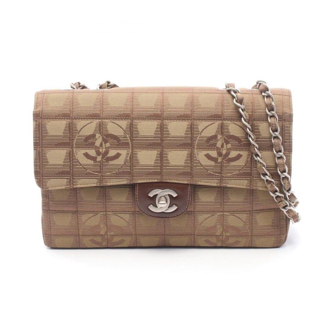 Chanel New Travel Line Shoulder Bag/Handbag, Leather and Nylon Canvas, Women's, Khaki: --- Catalog ---Category: SizeSize (HxWxD): 16cm x 25cm x 6cm / 6.29'' x 9.84'' x 2.36''Category: DesignType: Handbag, Shoulder bagColor: KhakiGender: WomenMaterial: Leather , Nylon canvas Category: