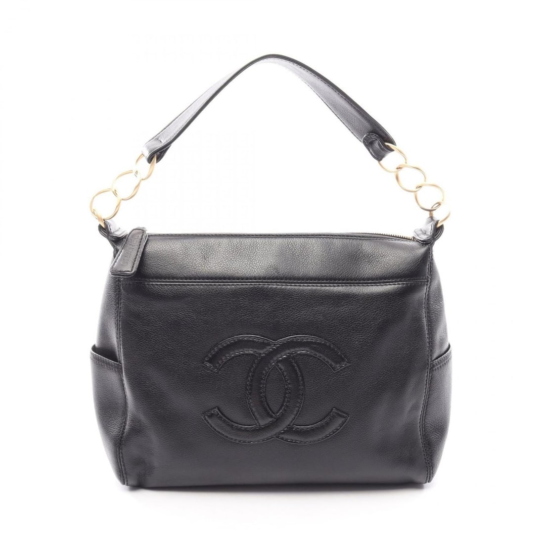 Chanel Coco Mark Handbag, Caviar Leather (Grained Calfskin), Women's, Black: --- Catalog ---Category: SizeSize (HxWxD): 26cm x 30cm x 12cm / 10.23'' x 11.81'' x 4.72''Category: DesignType: HandbagColor: BlackGender: WomenMaterial: Grained Calfskin Category: GeneralBrand:
