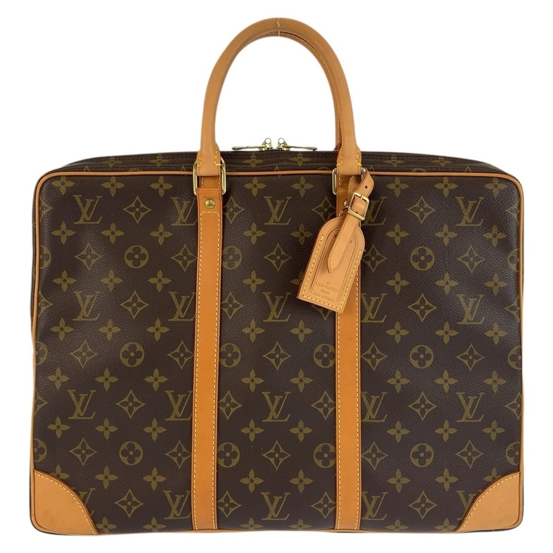 LOUIS VUITTON Louis Vuitton Monogram Port Document Voyage Brown Gold Hardware Leather M53361 (1 of 10)