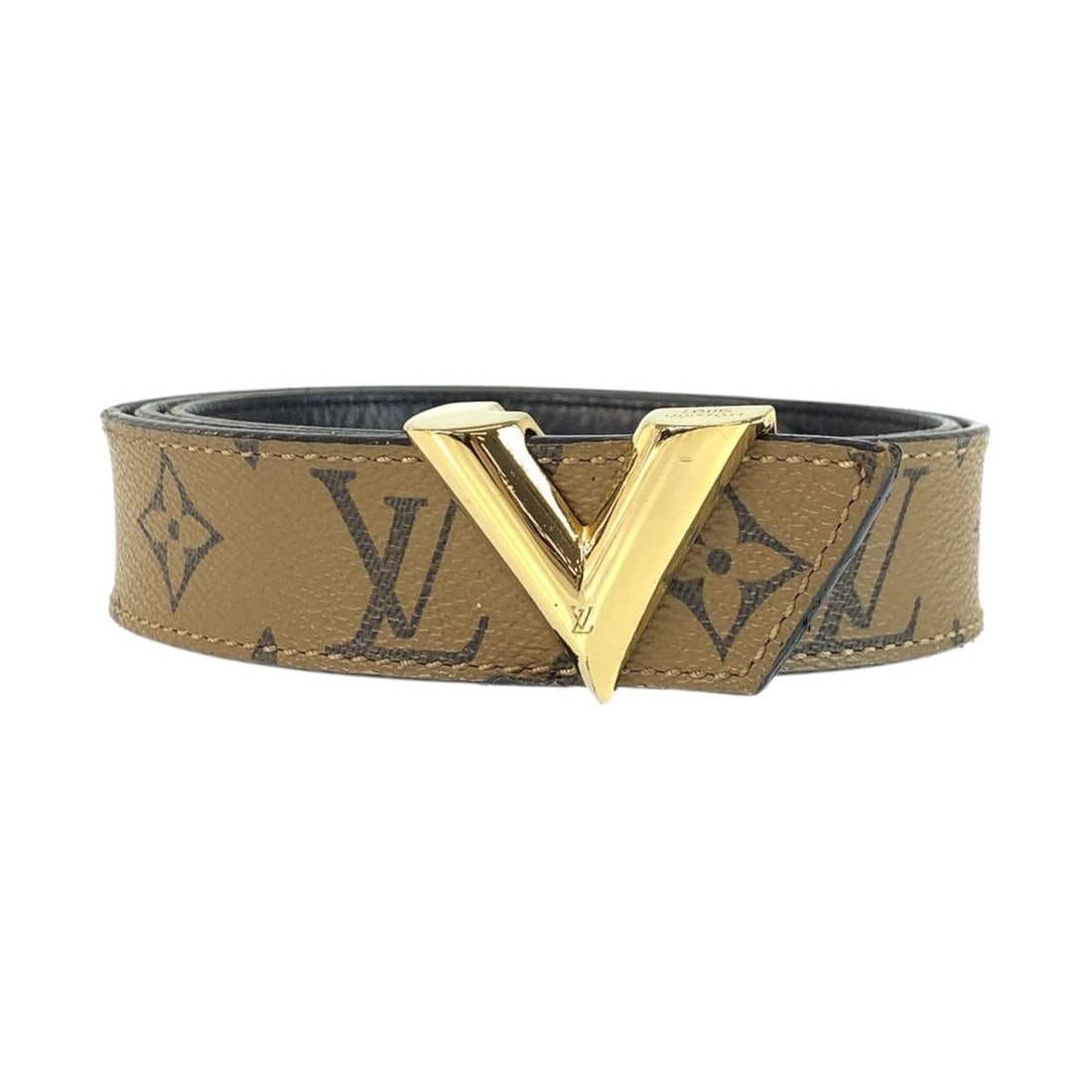LOUIS VUITTON Louis Vuitton Monogram Reverse Ceinture Essential V 85cm 34 inch Brown Gold Hardware: --- Catalog ---Category: SizeLength: 76cm - 89.5cm / 29.92'' - 35.23''Category: DesignType: Standard beltColor: Brown, GoldGender: MenMaterial (Strap): Leather Category: GeneralMPN: M9306Brand: Louis 