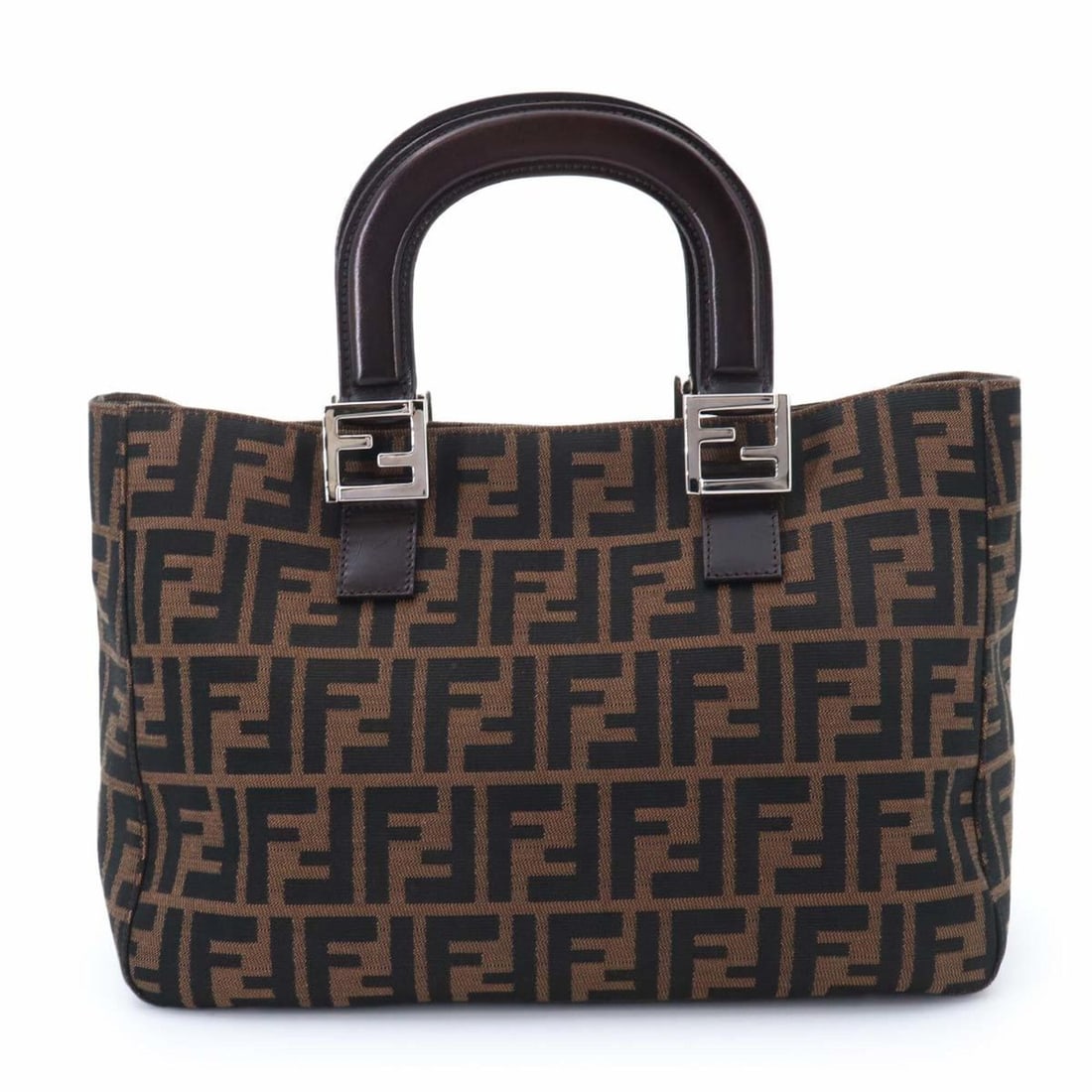 Fendi Zucca Handbag, Canvas and Leather, Brown Black, 26693 Bag (1 of 10)