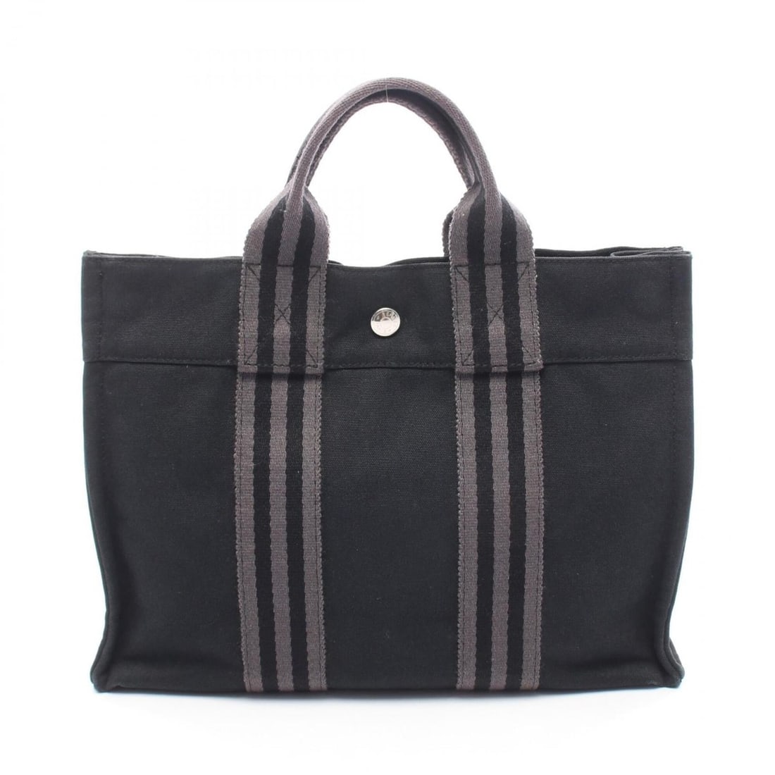Hermes HERMES Fourre-Tout PM Tote Bag Handbag Canvas Women's Black/Gray (1 of 11)