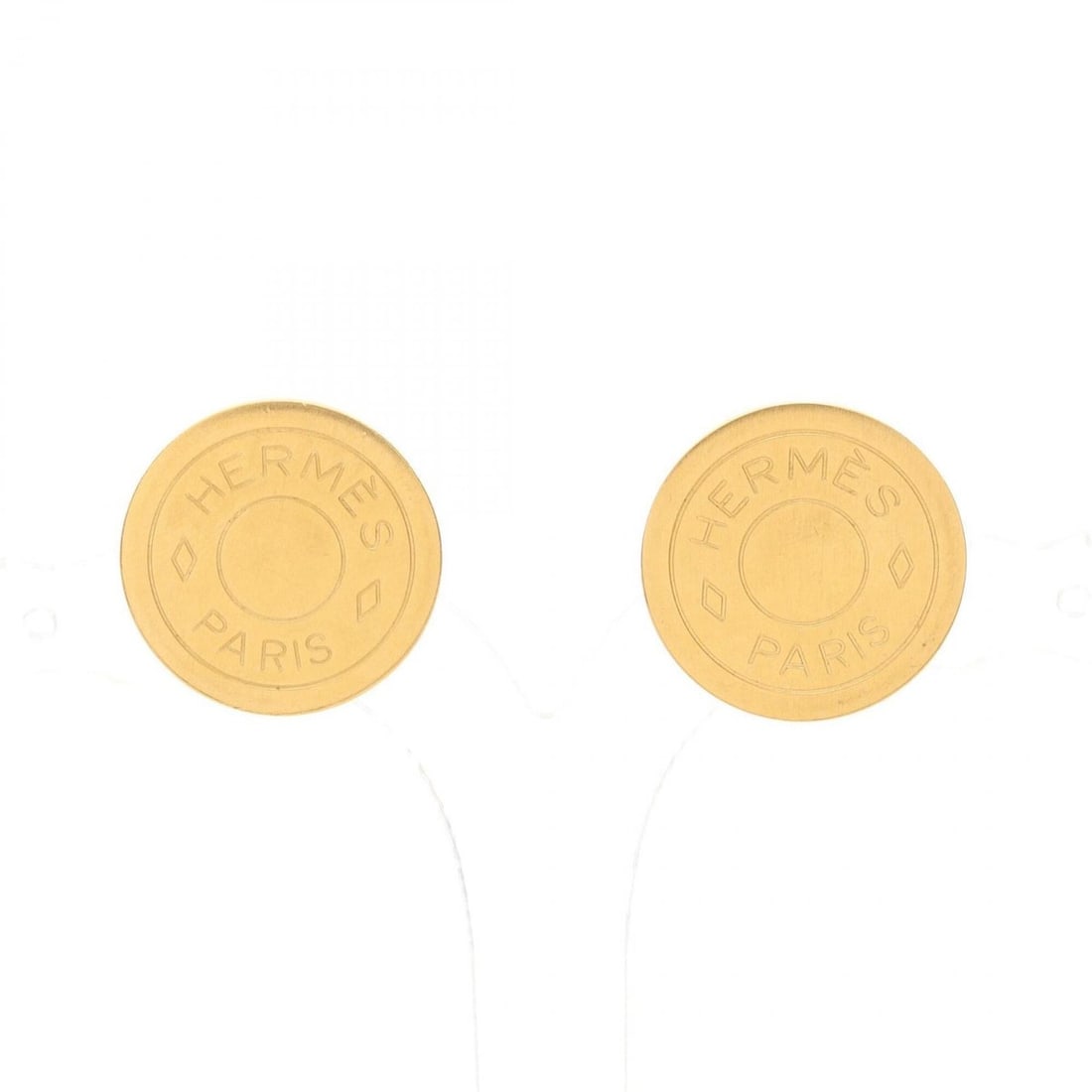 Hermes BIJOUTERIE FANTAISIE Sellier Earrings, Gold Plated (GP), Women's, Tone (1 of 15)