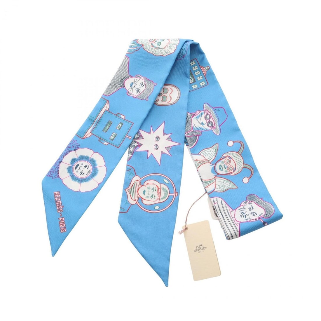 Hermes Twilly Dress Code Ribbon Scarf Muffler Silk Women's Blue (1 of 13)