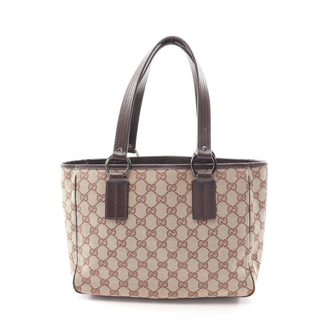 Gucci GG Canvas Tote Bag Handbag Leather Women's Beige/Brown 113019: --- Catalog ---Category: SizeSize (HxWxD): 21cm x 27cm x 10cm / 8.26'' x 10.62'' x 3.93''Category: DesignType: Handbag, Tote bagColor: Beige, BrownGender: WomenMaterial: Canvas , Leather Category: Gen