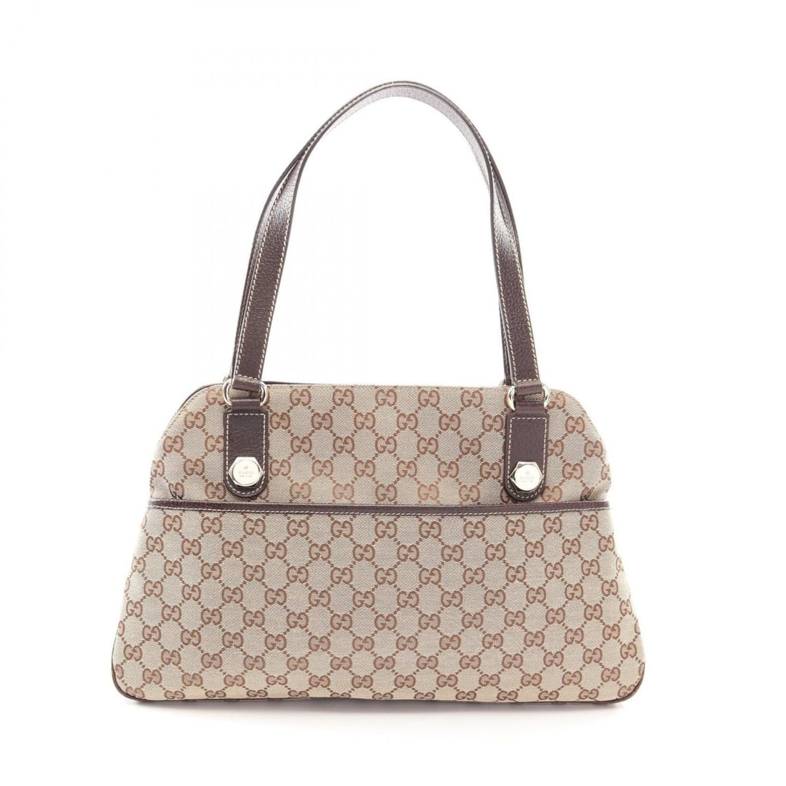 Gucci GG Canvas Shoulder Bag/Handbag, and Leather, Women's, Beige/Brown, 163288 (1 of 16)