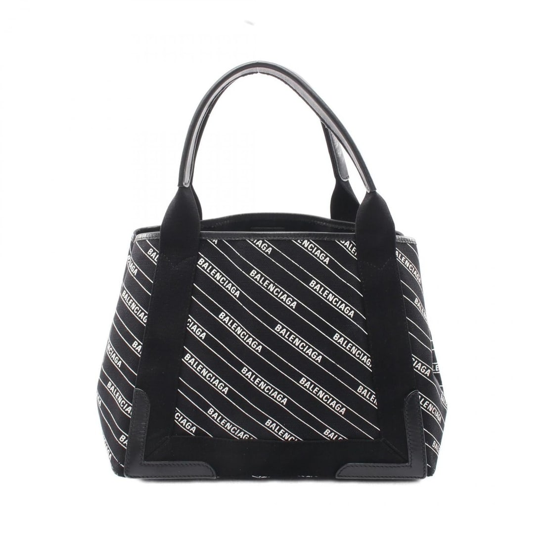 Balenciaga Navy Cabas S Tote Bag Handbag Canvas Leather Women's Black/White 339933 (1 of 9)