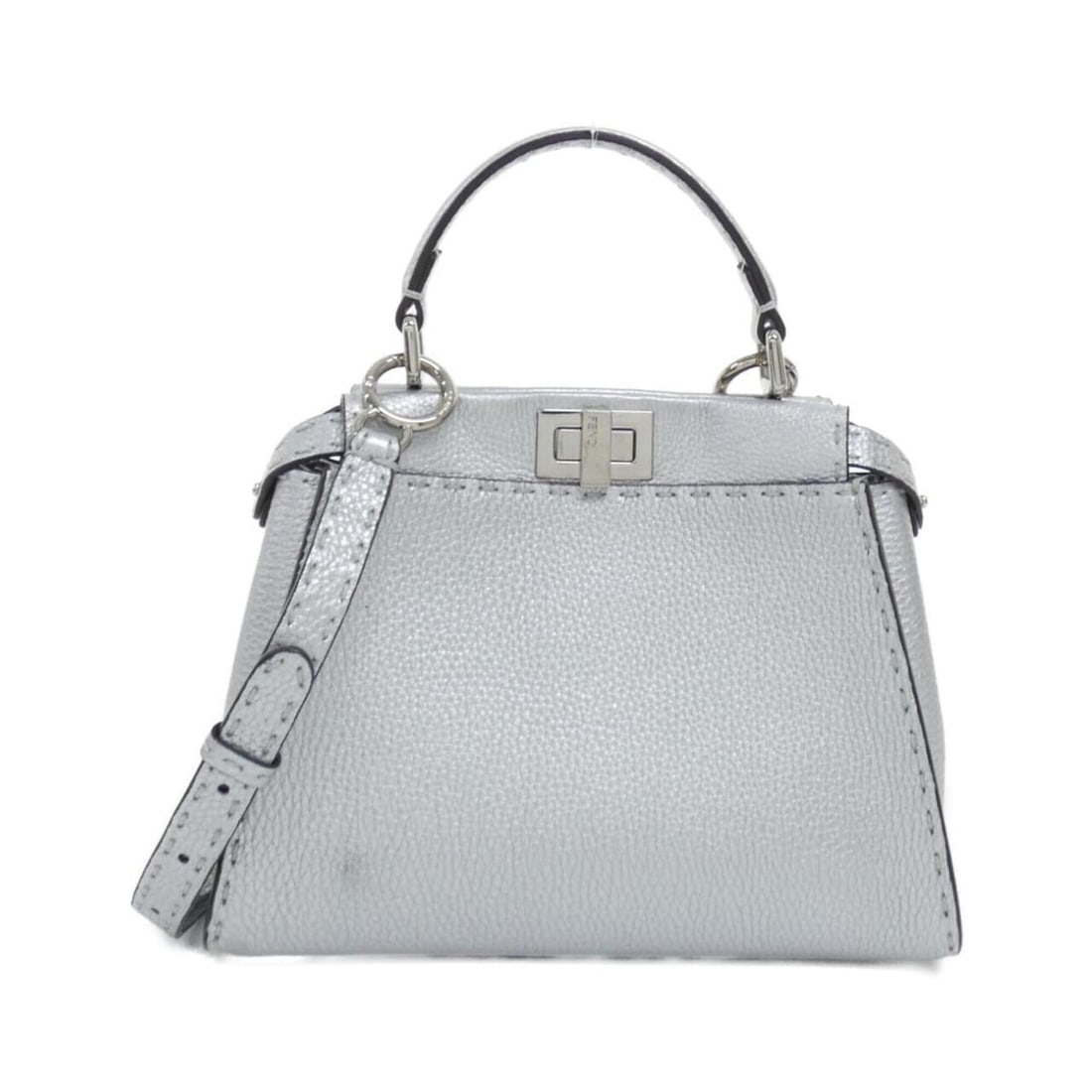 Fendi SELLERIA Peekaboo Mini 8BN244 5QG Handbag: --- Catalog ---Category: SizeSize (HxWxD): 17cm x 22cm x 8cm / 6.69'' x 8.66'' x 3.14''Category: DesignType: HandbagColor: SilverGender: WomenMaterial: Leather Leather/Fur Type: CalfskinCategory: