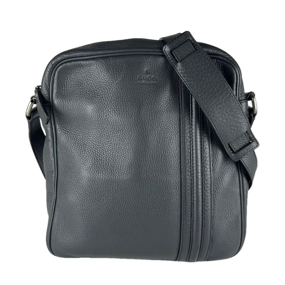 Gucci GUCCI Crossbody Shoulder Bag, Leather, Dark Gray, Silver, Men's, 246381 z9978: --- Catalog ---Category: SizeSize (HxWxD): 28cm x 24cm x 7cm / 11.02'' x 9.44'' x 2.75''Category: DesignType: Shoulder bagColor: Dark grayGender: MenMaterial: Leather Category: GeneralMPN: